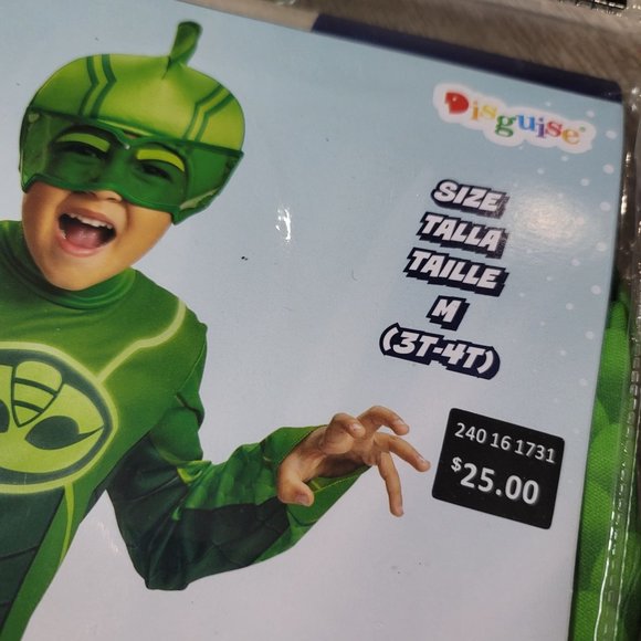 PJ Masks NWT Gekko Classic Halloween Costume Jumpsuit with Headpiece 3-4T - Picture 5 of 8